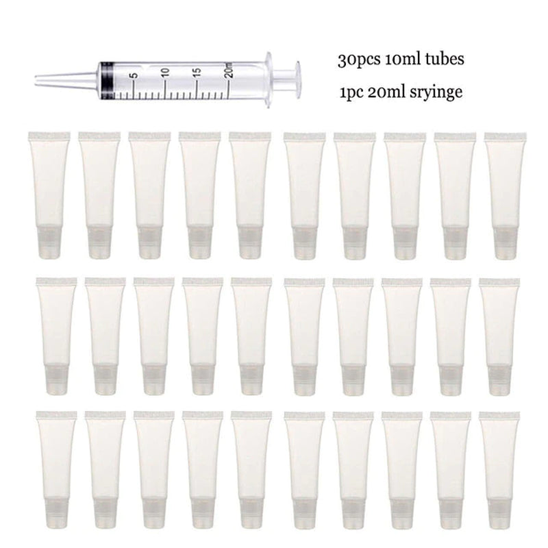 Empty Lip Gloss Tubes with Syringe Clear Soft Lip Gloss Container Refillable Lipgloss Tubes for DIY Cosmetic Makeup