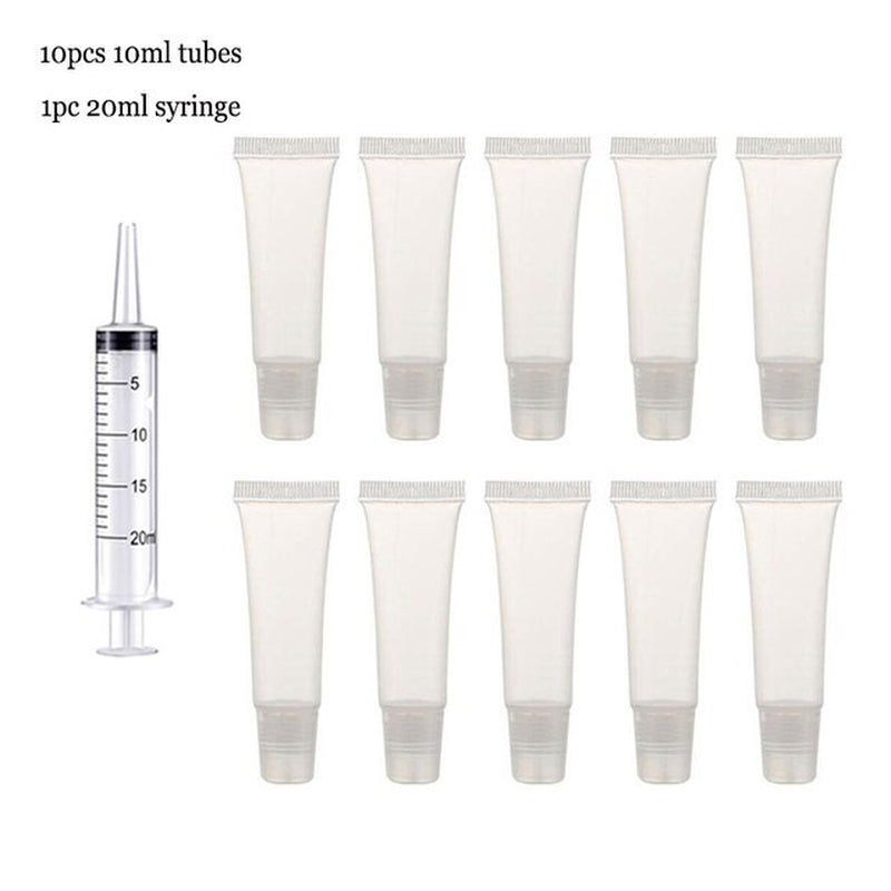 Empty Lip Gloss Tubes with Syringe Clear Soft Lip Gloss Container Refillable Lipgloss Tubes for DIY Cosmetic Makeup