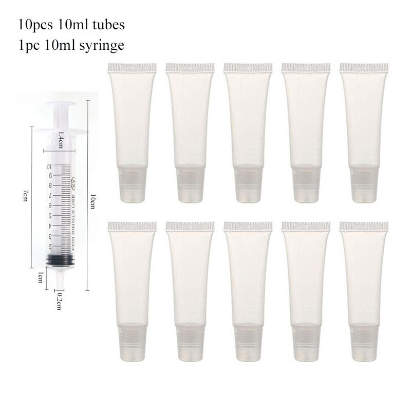 Empty Lip Gloss Tubes with Syringe Clear Soft Lip Gloss Container Refillable Lipgloss Tubes for DIY Cosmetic Makeup