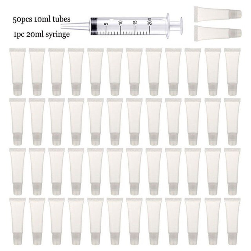 Empty Lip Gloss Tubes with Syringe Clear Soft Lip Gloss Container Refillable Lipgloss Tubes for DIY Cosmetic Makeup