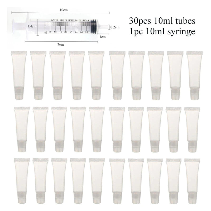 Empty Lip Gloss Tubes with Syringe Clear Soft Lip Gloss Container Refillable Lipgloss Tubes for DIY Cosmetic Makeup